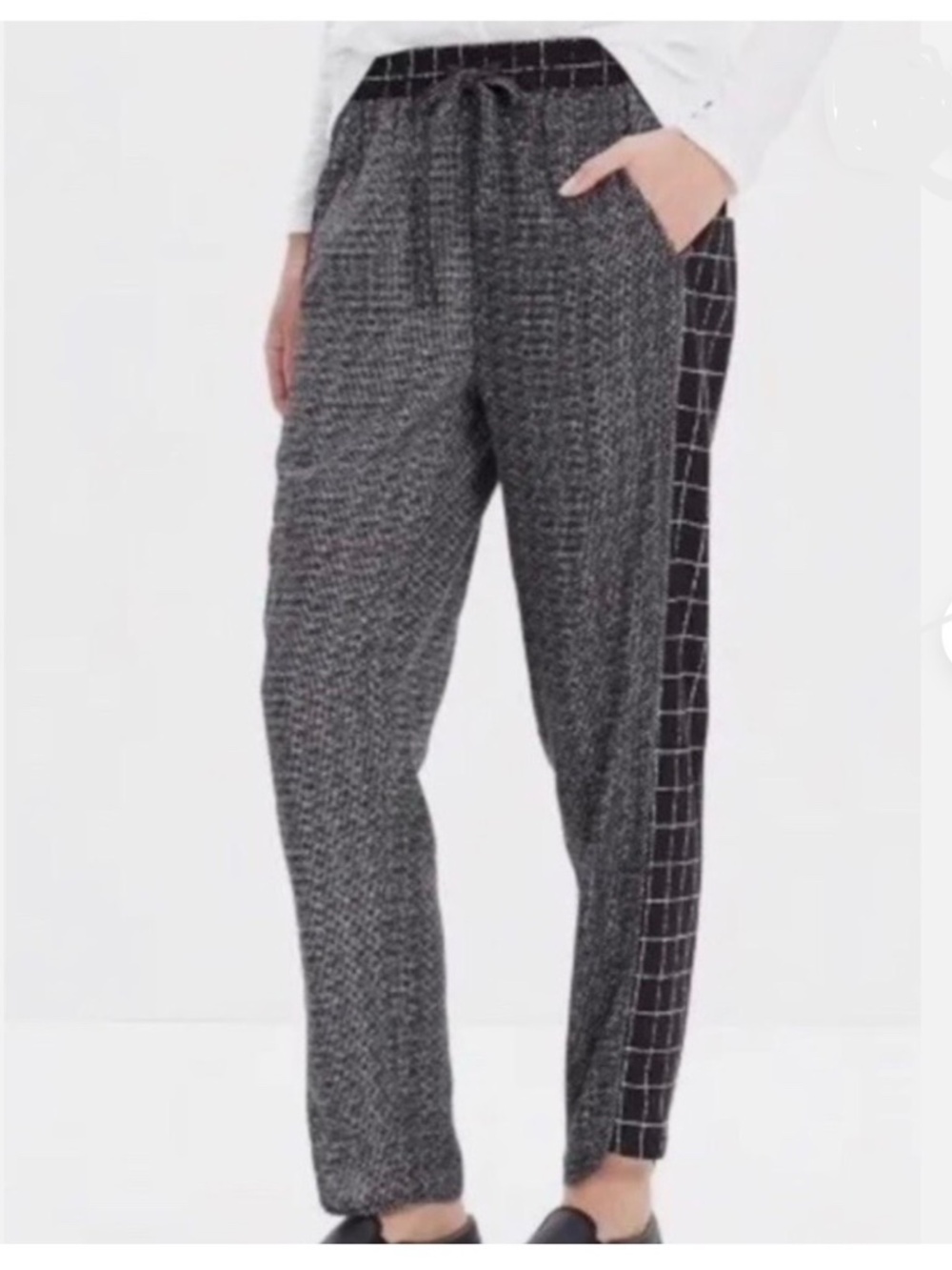 Madewell Black Checkered Print Jogger Pants Size Large